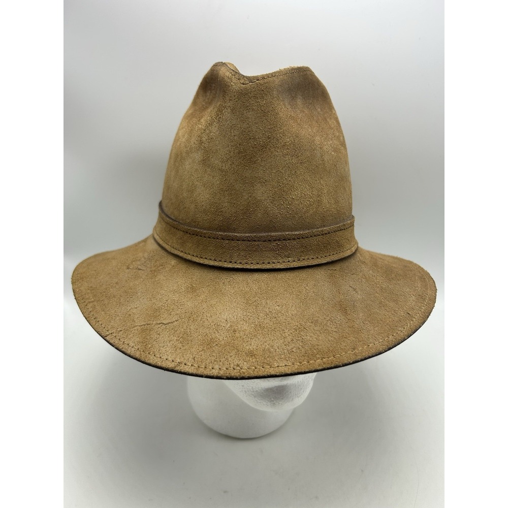 Vintage Skullys Henschel Mens Medium Hat Leather Brown Suede St Louis